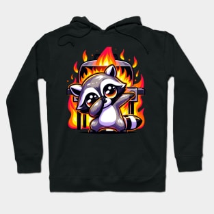 Dabbing Raccoon and Barbecue Grill Fire Hoodie